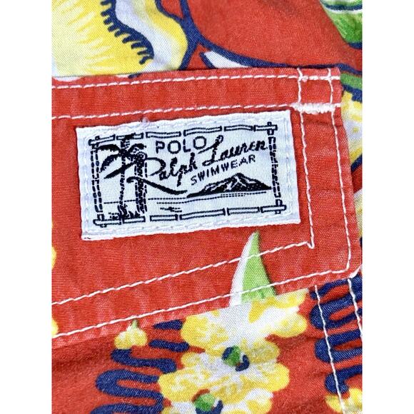 Polo Ralph Lauren Men's Swim Trunks L Red AOP Floral Tropical Drawstring Shorts - Picture 11 of 12